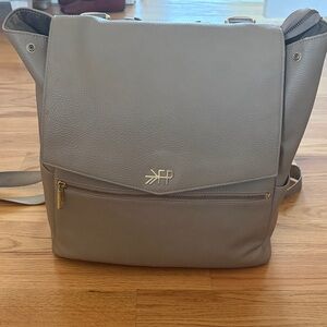 Freshly Picked Taupe Diaper Bag with Gold Logo